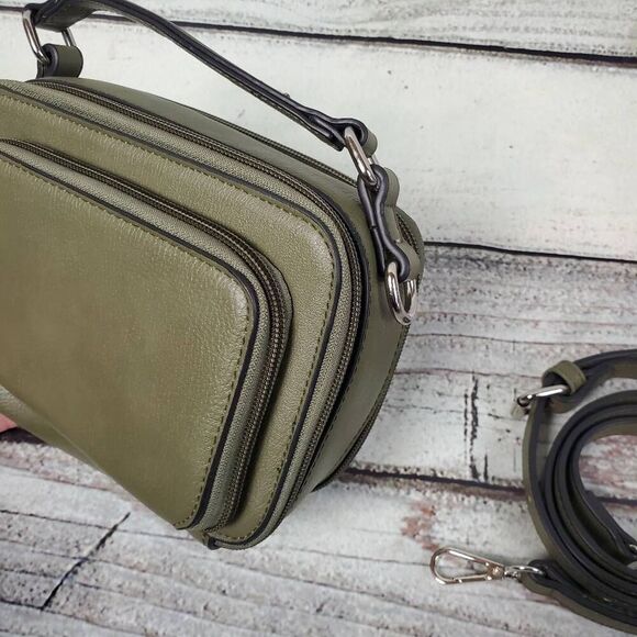 K. Carroll Accessories Olive Green Vegan Leather Crossbody Bag – Multi-Compartme - Picture 6 of 9